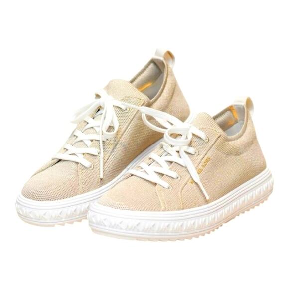Micheal Kors Grove Metallic Knit Sneaker Pale Gold New‎ Women's Size 10 - Picture 1 of 14